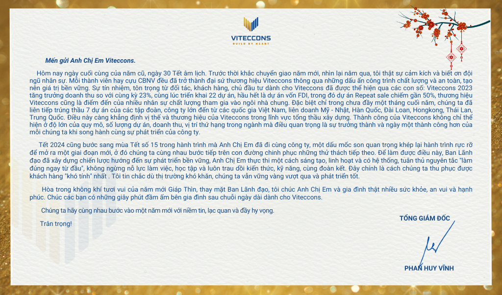 WARM NEW YEAR WISHES LETTER FROM THE CEO